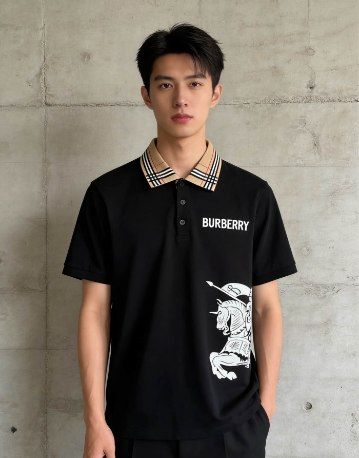 1:1 quality version Check Collar Knight Print Short Sleeve Polo Shirt 3 colors 29106324