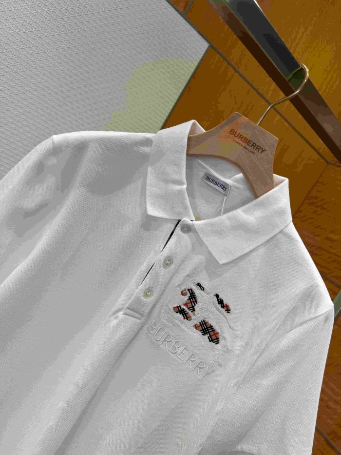 Check Knight Embroidered White Short Sleeve Polo Shirt 29106344