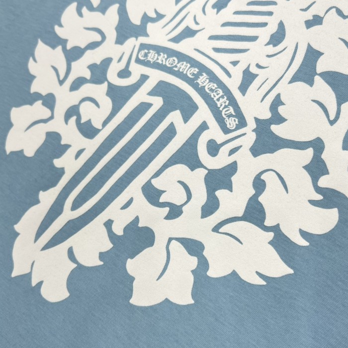 1:1 quality Sky Blue Custom Dyed Letter & Dagger Print T-Shirt 29093724