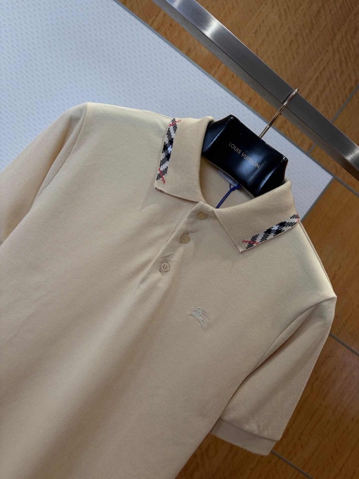 1:1 quality version Plaid Collar Embroidered Mesh Cotton Casual Polo Shirt 29105520