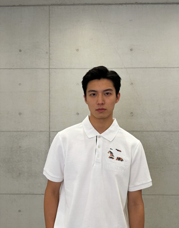Check Knight Embroidered White Short Sleeve Polo Shirt 29106344