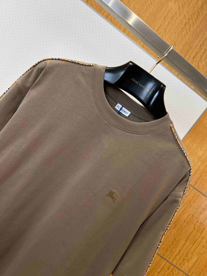 1:1 quality version Classic Plaid Strap Embroidered Crewneck T-shirt 3 colors 29105472