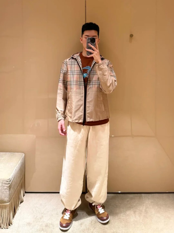 Ombre Plaid Hooded Casual Jacket 29105368