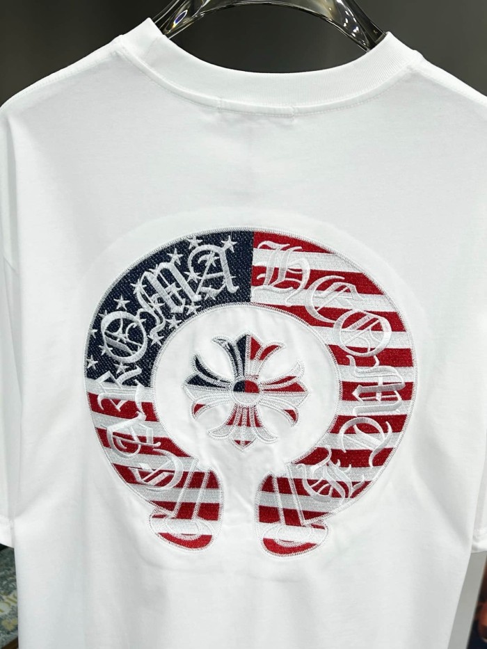 1:1 quality version USA Flag Horseshoe & Cross Embroidered Print T-Shirt 2 colors 29098068