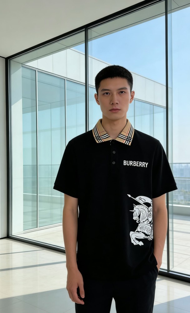 1:1 quality version Check Collar Knight Print Short Sleeve Polo Shirt 3 colors 29106324