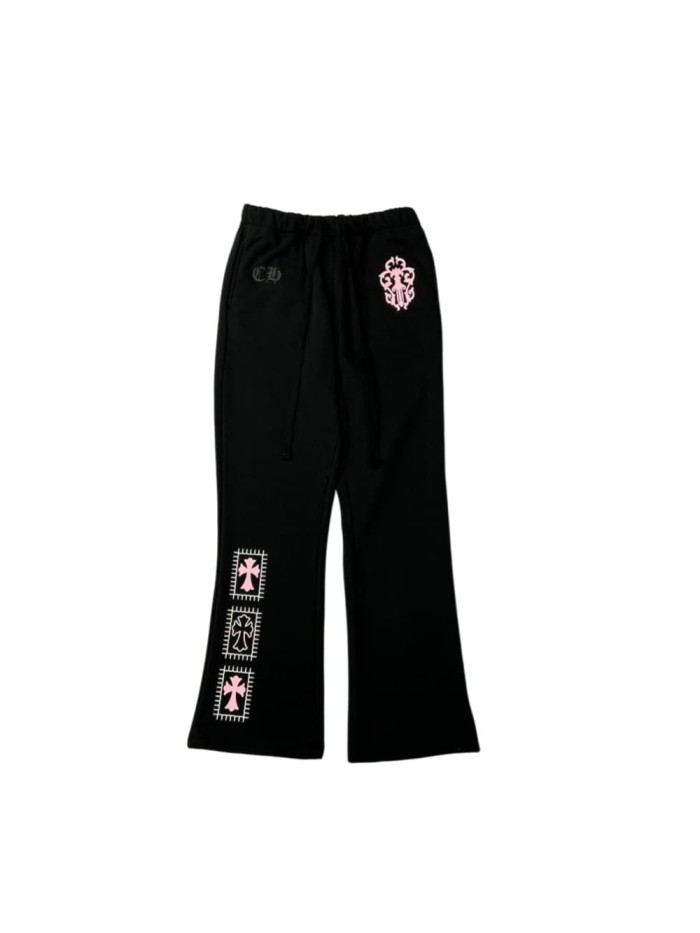 1:1 quality version Sword Heart Vine Cross Print Pink & White Doll Collab Sweatpants 29097758