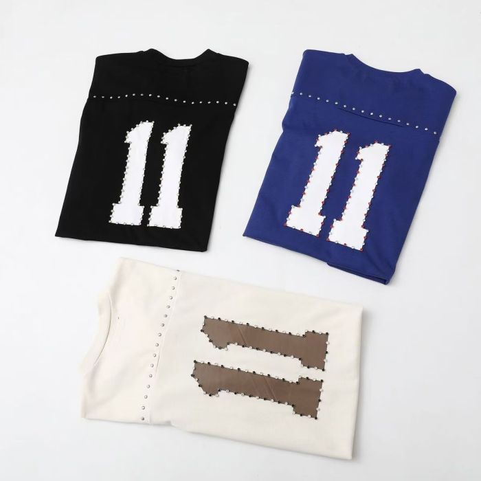 1:1 quality version Striped No.11 Rhinestone Inlaid Football Style Tee 3 colors 29093703