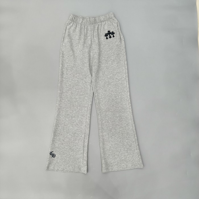 1:1 quality version Elastic Waist Triple Cross & CH Logo Print Gray Wide Leg Pants 29097749