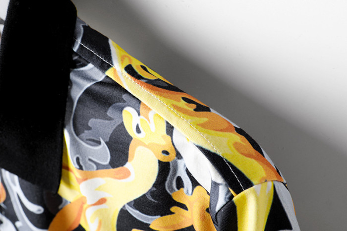 Black and Gold Swirl Graffiti Polo Collar Tee 29098060