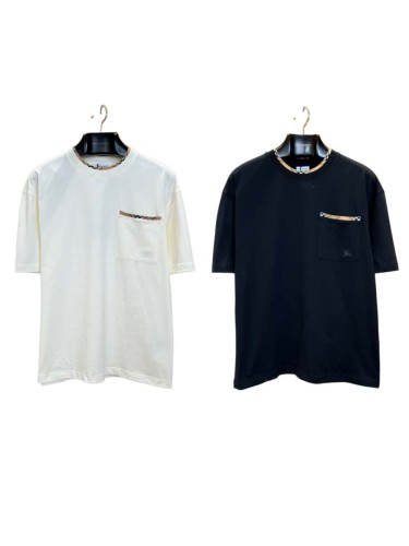 1:1 quality version Classic Plaid Patch Pocket Crewneck T-shirt 2 colors 29105476