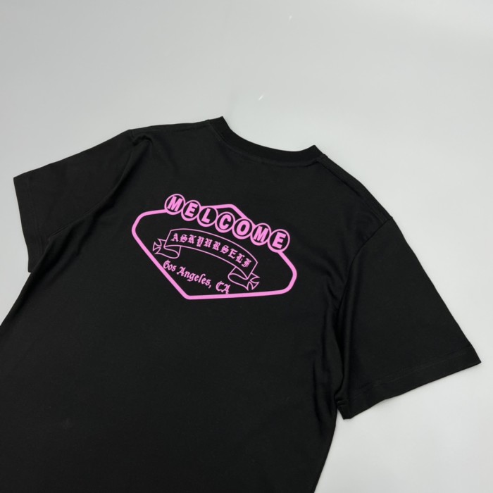 1:1 quality version Pink Logo & Sanskrit Neckline Letter Los Angeles T-Shirt 2 colors 29094030
