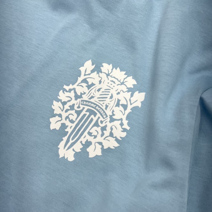 1:1 quality version Baby Blue Sanskrit Letter Dagger Print Long Sleeve T-Shirt 2 colors 29093701