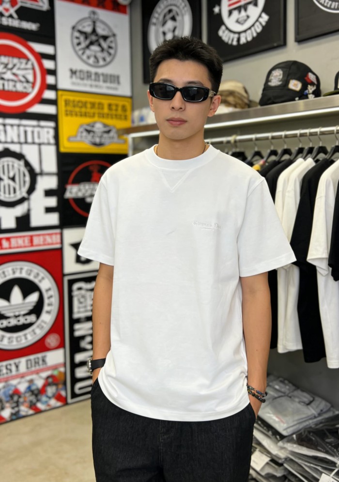 1:1 quality version Letter Embroidery Combed Cotton Crew Neck  T-shirt 5 colors 29106370