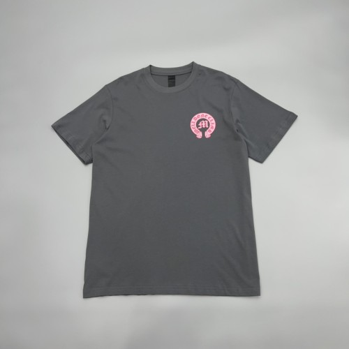 1:1 quality version Pink Horseshoe Monogram & White Floral Outline Print Gray T-Shirt 29096837