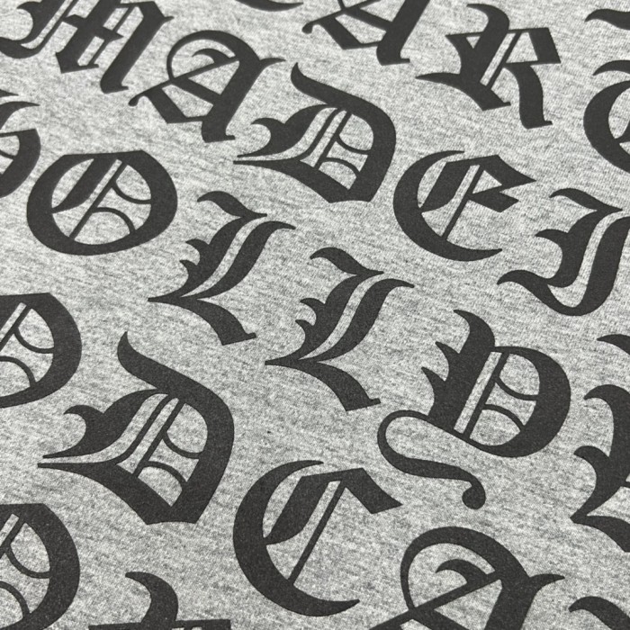 1:1 quality Heather Gray Pure Cotton Oversized Sanskrit Letter Back Print T-Shirt 29093770