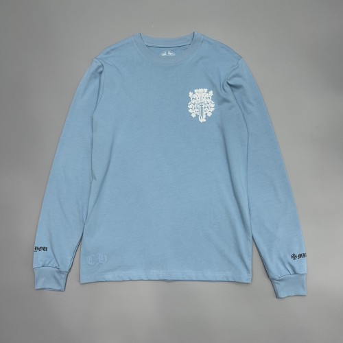 1:1 quality version Baby Blue Sanskrit Letter Dagger Print Long Sleeve T-Shirt 2 colors 29093701