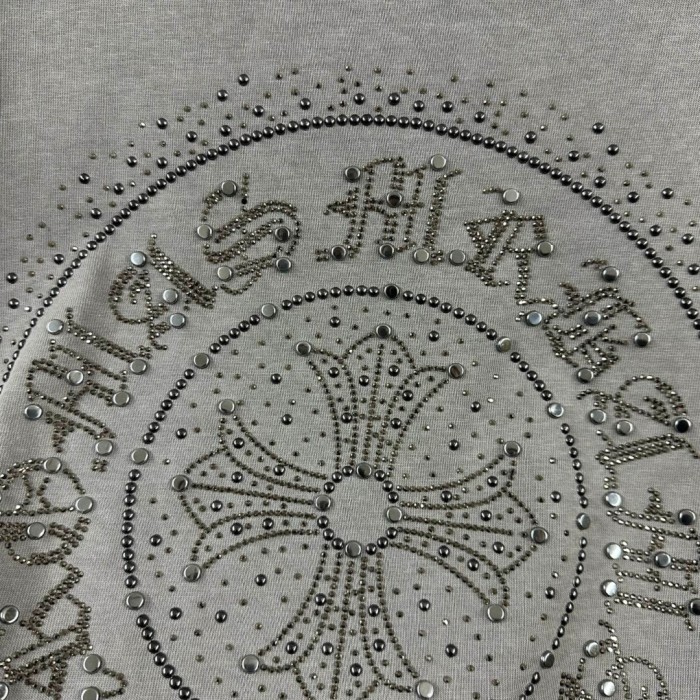 1:1 quality version Crystal Horseshoe & Cross Logo Washed Black Distressed T-Shirt 2 colors 29098022