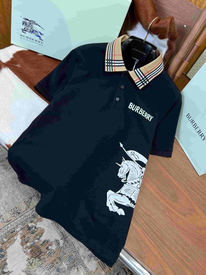 1:1 quality version Check Collar Knight Print Short Sleeve Polo Shirt 3 colors 29106324