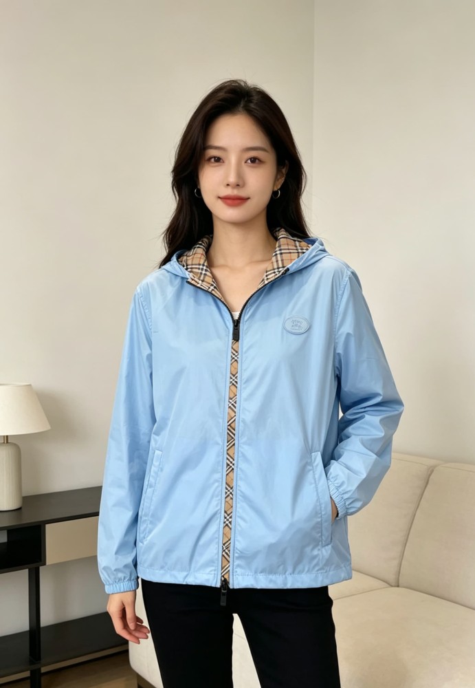 1:1 quality version Logo Plaid Zip Spliced Hooded Jacket 2 colors 29105485