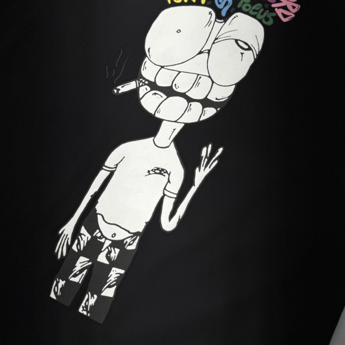 1:1 quality version  Anti Promo Multicolor Graffiti Cartoon Figure Print Pocket T-Shirt 2 colors 29093997