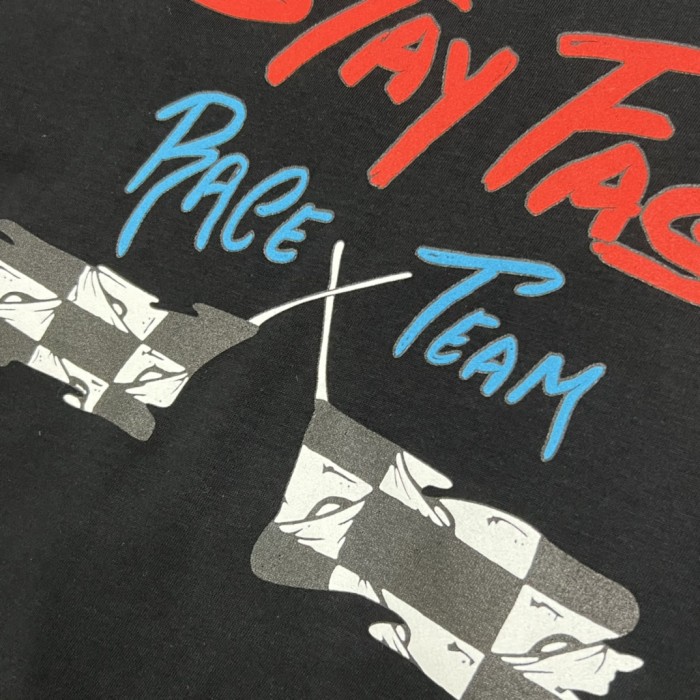 1:1 quality version Stay Fast Race Team Checkered Flag Graffiti Letter Print T-Shirt 2 colors 29093970