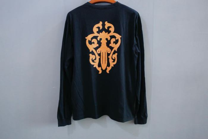 1:1 quality version Oversized Orange Striped Dagger Print Long Sleeve T-Shirt 29093620