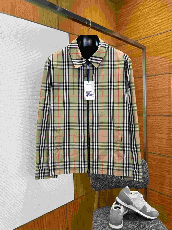 1:1 quality version Classic Plaid Reversible Lapel Windbreaker Water-Resistant Jacket 29105552