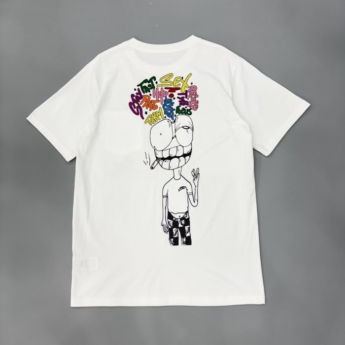 1:1 quality version  Anti Promo Multicolor Graffiti Cartoon Figure Print Pocket T-Shirt 2 colors 29093997