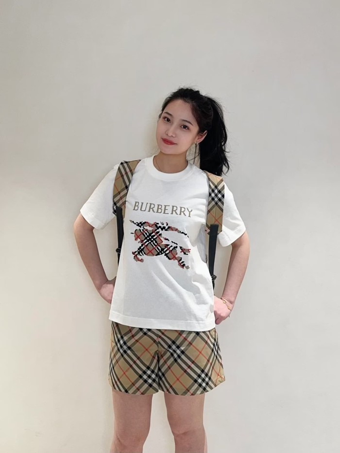 1:1 quality version Iconic Check Elastic Waist Drawstring Casual Shorts 29105510