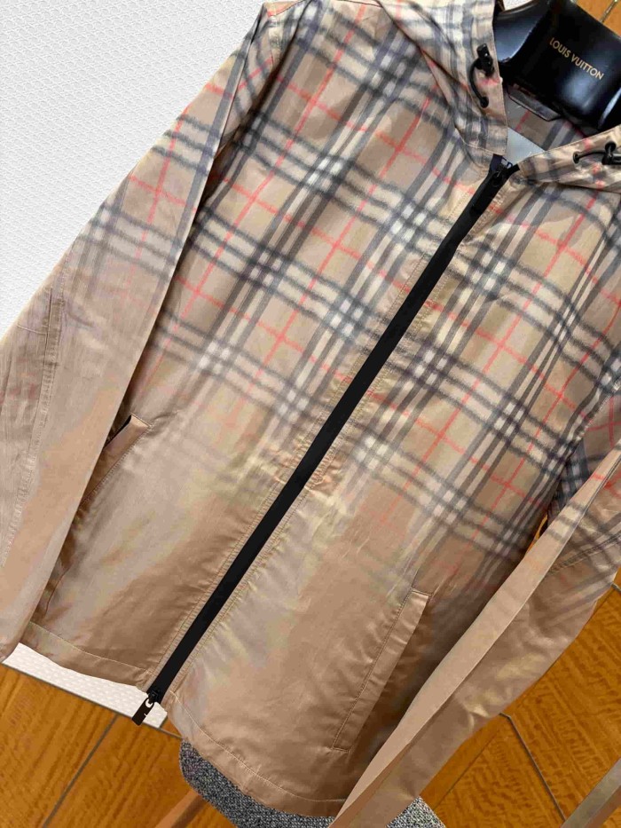 Ombre Plaid Hooded Casual Jacket 29105368