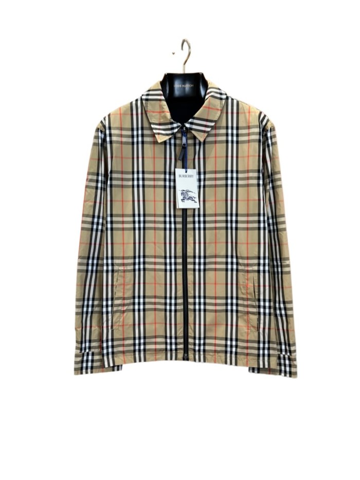 1:1 quality version Classic Plaid Reversible Lapel Windbreaker Water-Resistant Jacket 29105552