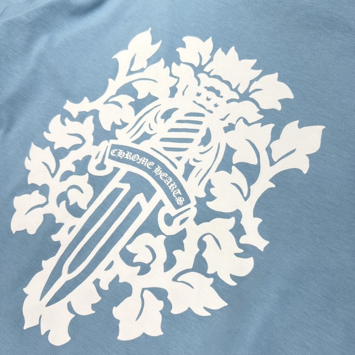 1:1 quality version Baby Blue Sanskrit Letter Dagger Print Long Sleeve T-Shirt 2 colors 29093701