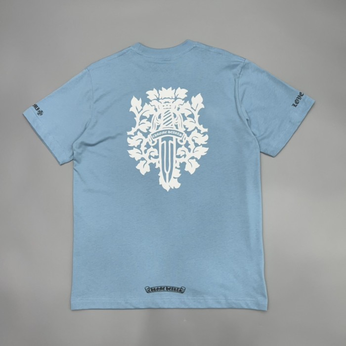 1:1 quality Sky Blue Custom Dyed Letter & Dagger Print T-Shirt 29093724