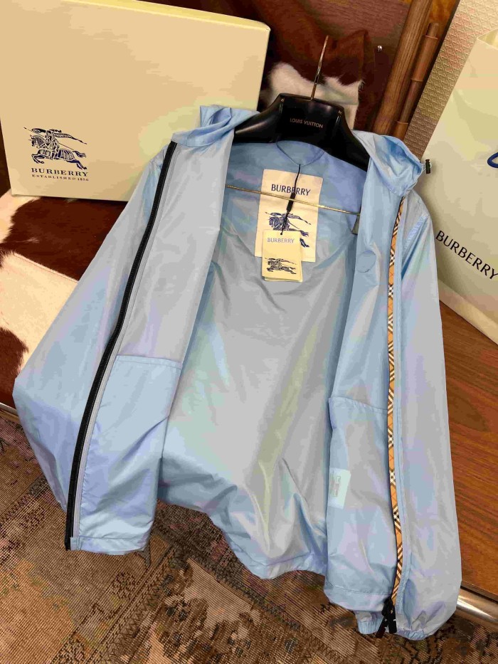 1:1 quality version Logo Plaid Zip Spliced Hooded Jacket 2 colors 29105485