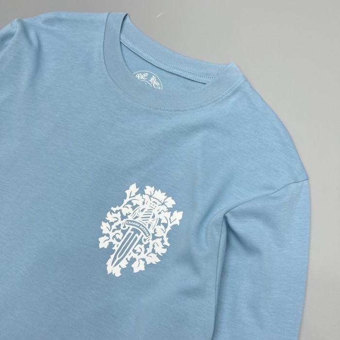 1:1 quality version Baby Blue Sanskrit Letter Dagger Print Long Sleeve T-Shirt 2 colors 29093701