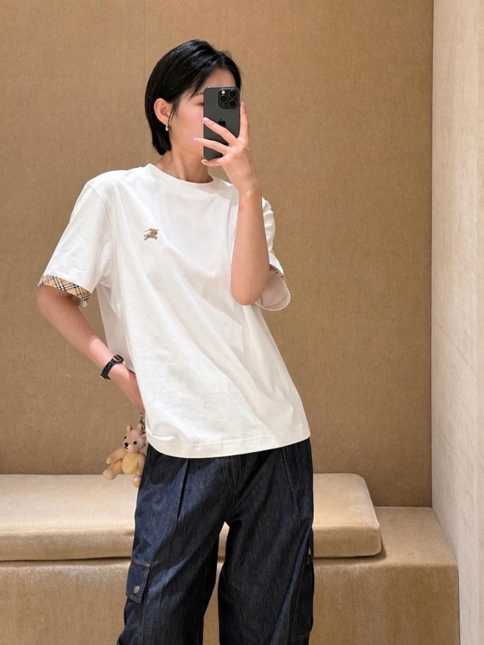 1:1 quality version Classic Knight Embroidered Solid Color Basic T-shirt 2 colors 29105494
