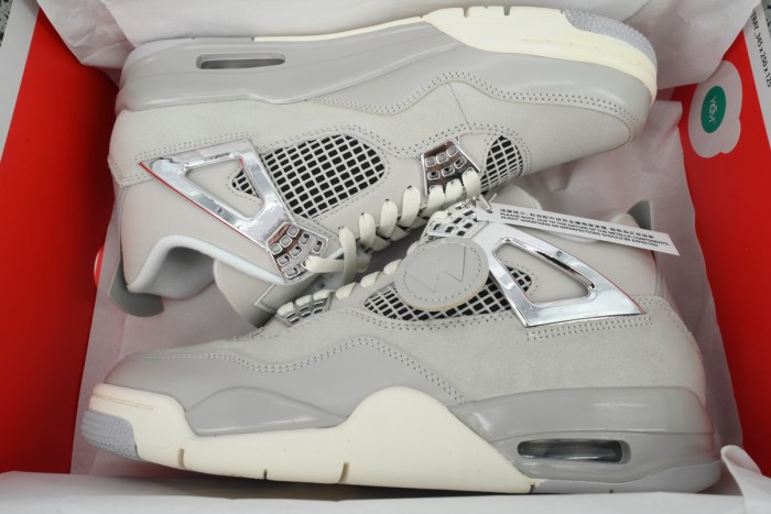[plus-size shoes]Jordan 4    Frozen Moments  Suede & Leather  Mid-Top Sneakers 29035096
