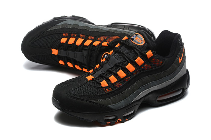 [plus-size shoes]Air Max 95 Black Grey Orange Mesh  Air Cushion Running Shoes 29045251