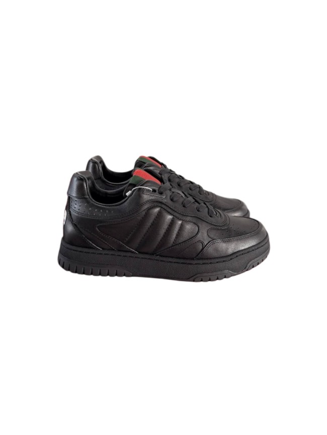 1:1 quality version Re-Web All Black Leather Low Top Sneakers Casual Lace-Up Shoes 28974447
