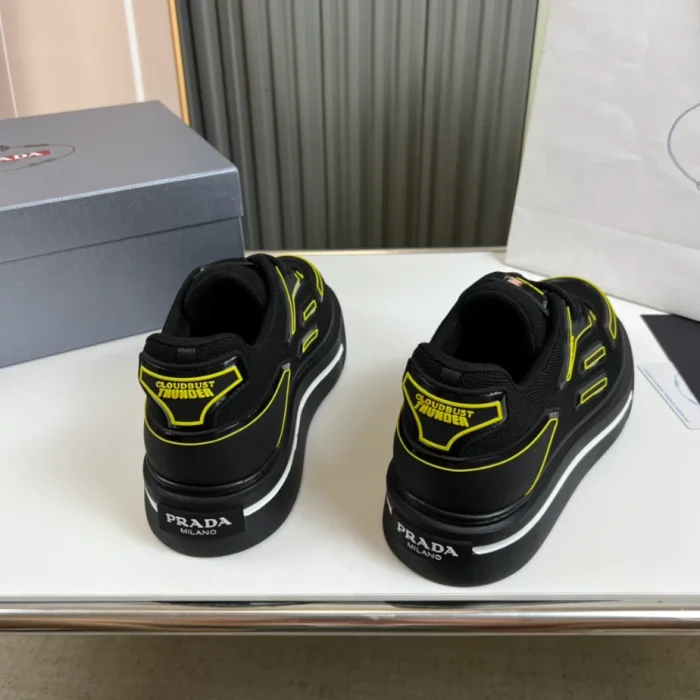 PR@DA@ MACRO RE-NYLON AND BRUSHED LEATHER SNEAKERS   PRD060