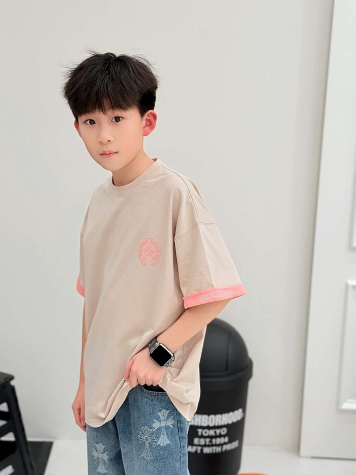 Cross Horseshoe Print Color Block Casual T-Shirt 3 colors for Kids 29008975