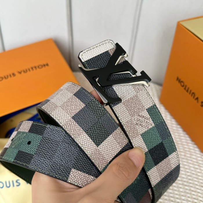 1:1 quality version Large Square Double Layer Letter Buckle Belt 6 colors【Width 4cm】