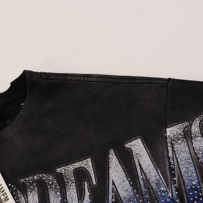 Lightning Leopard Statue of Liberty Print Rhinestone Embroidered Letter Washed Version Tee 28757618