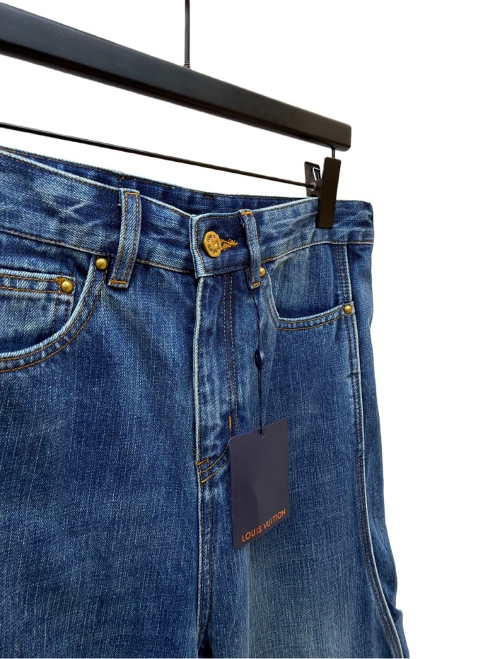 1:1 quality version Vintage Washed Wavy Line Denim Jeans 28685202
