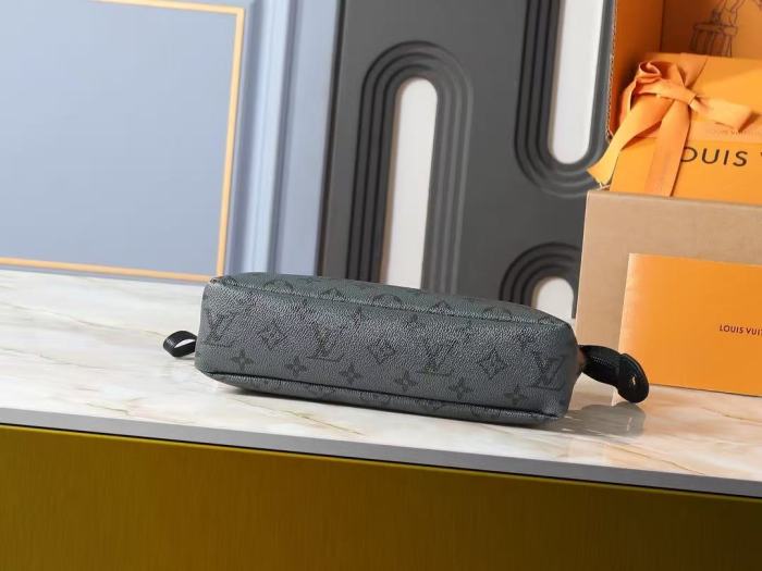 Black Grey Monogram Canvas Clutch Bag 29068978