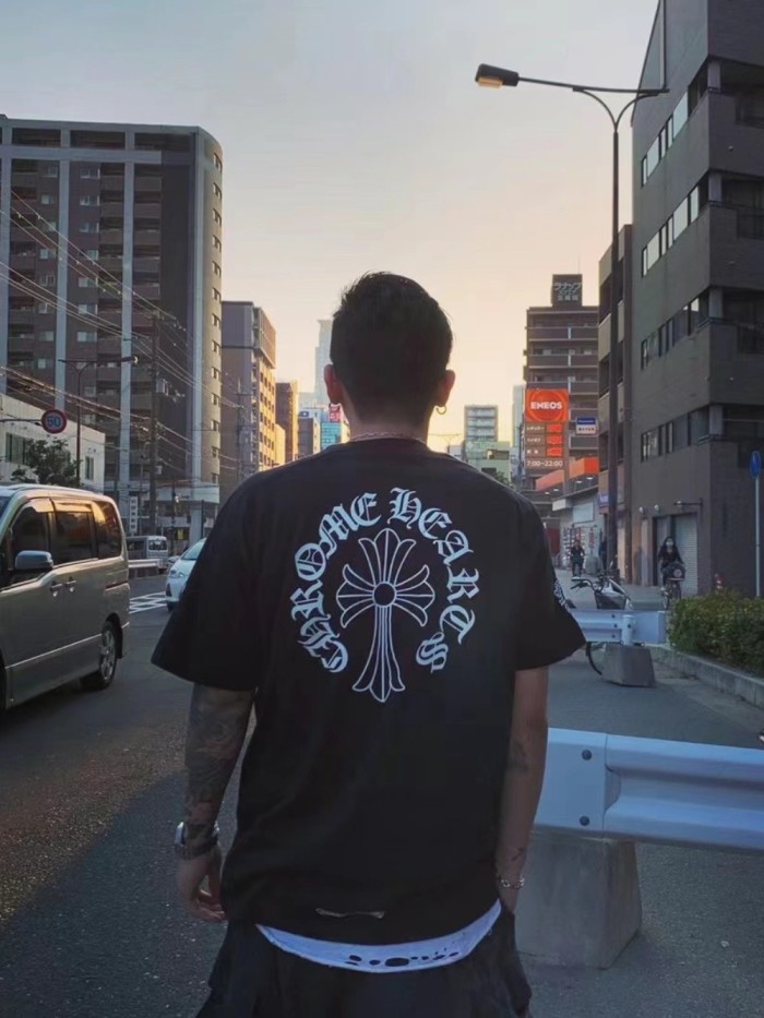 1:1 quality version Cross Sanskrit Round Neck tee 2 colors