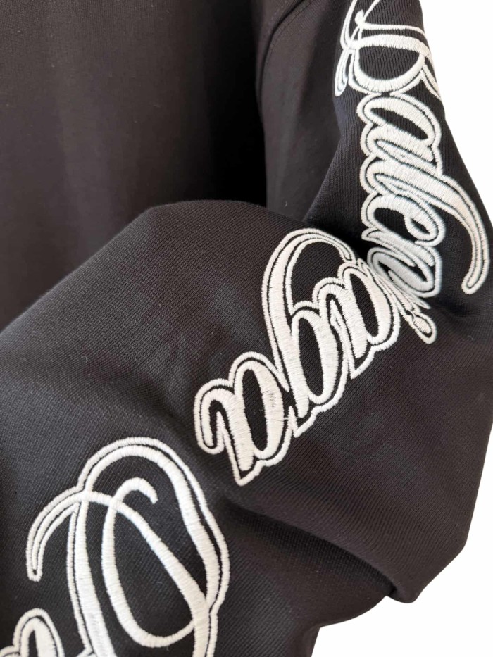 1:1 quality version Two-Sleeve Cursive Letter Matte Embroidered Hoodie 2 colors 28974530