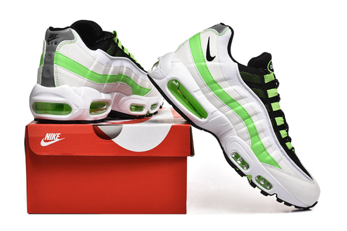 [plus-size shoes]Air Max 95 White Black Green  Mesh Air Cushion Running Shoes 29044778