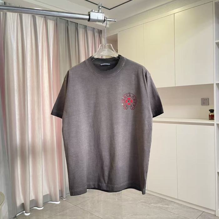 1:1 quality version Red Sanskrit Horseshoe Cross Logo Printed  Vintage Tee 4 colors 29082421