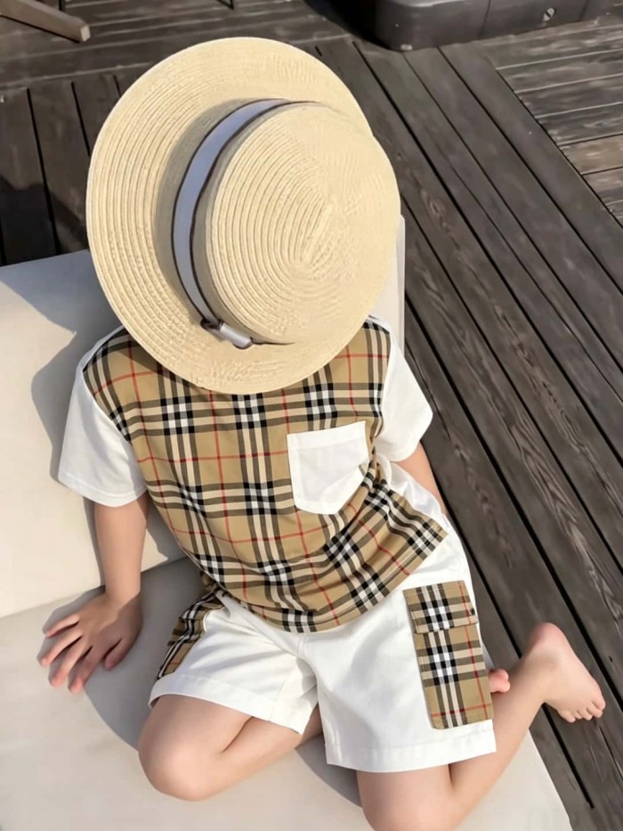 Classic Checkerboard Spliced T-Shirt for Kids 29006673
